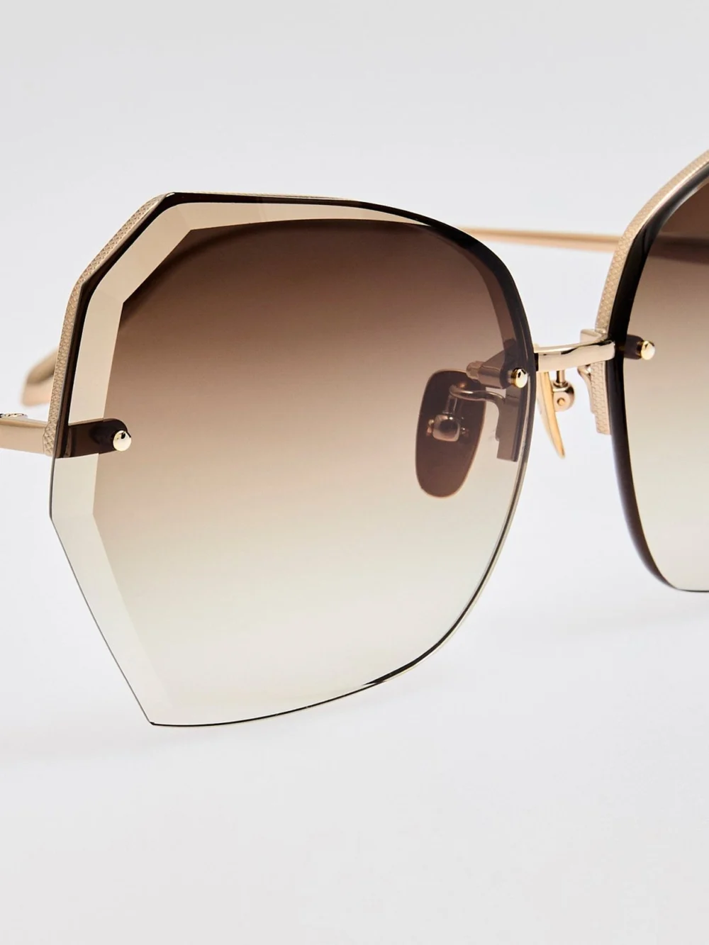 Linda Farrow Lila Sunglasses, 22k gold and mocha, view 4