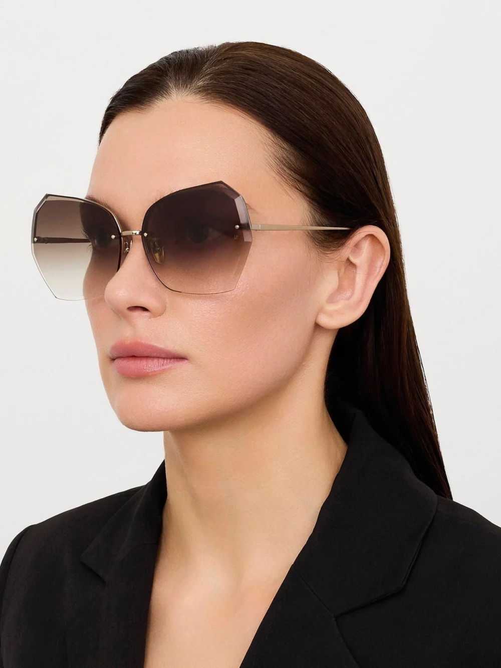 Linda Farrow Lila Sunglasses, 22k gold and mocha, view 6