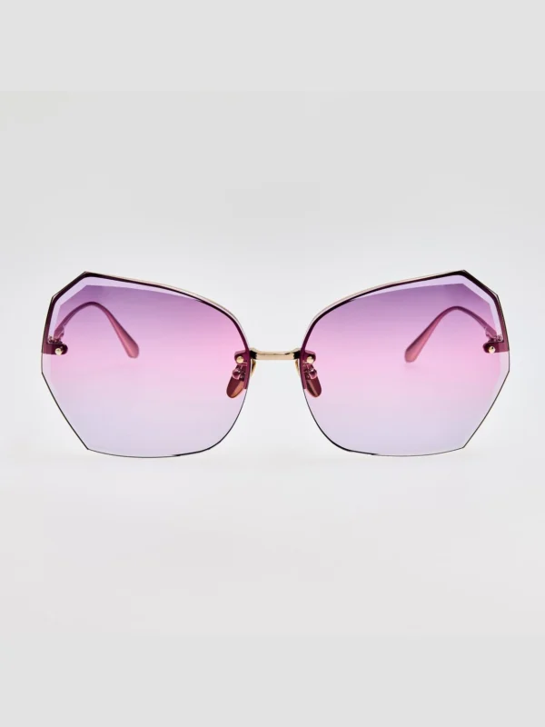 Linda Farrow Lila Sunglasses in 22K Gold and Purple