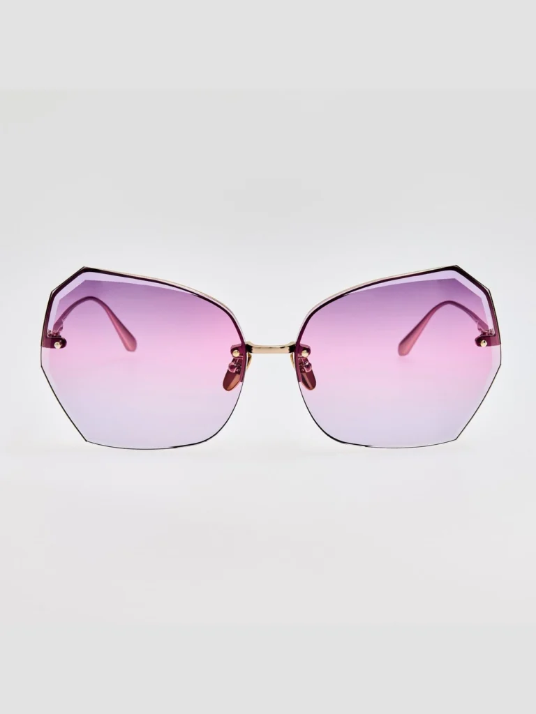 Linda Farrow Lila Sunglasses in 22K Gold and Purple