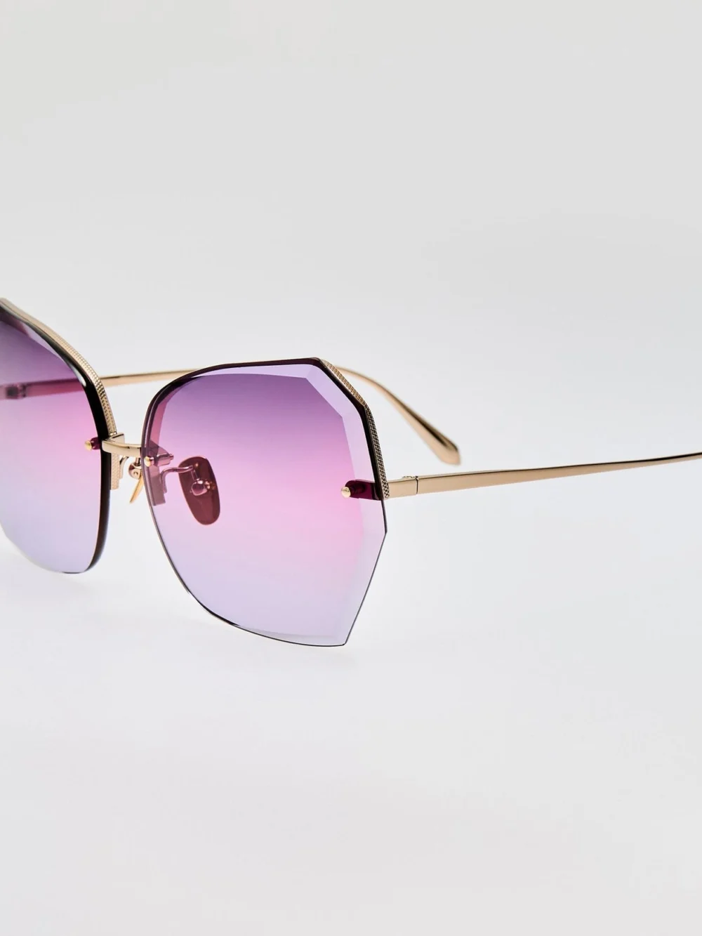Linda Farrow Lila Sunglasses, 22k gold and purple, view 2