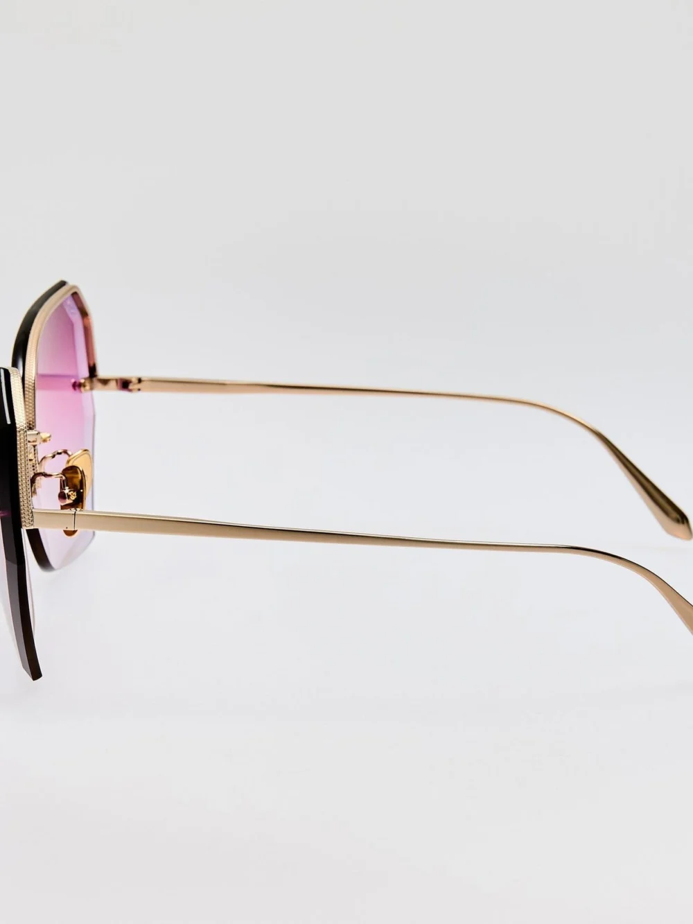 Linda Farrow Lila Sunglasses, 22k gold and purple, view 6