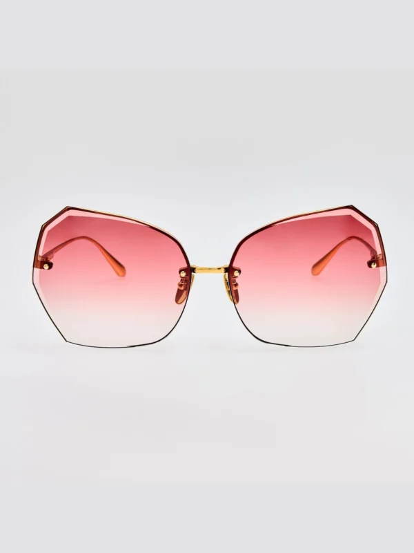 Linda Farrow Lila Sunglasses in 22K Gold and Red