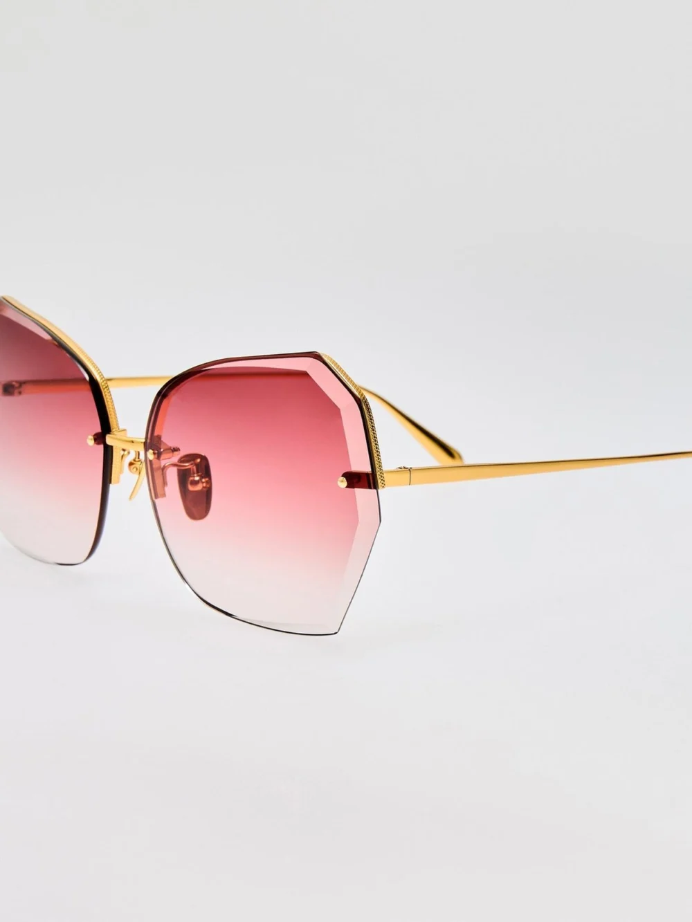 Linda Farrow Lila Sunglasses, 22k gold and red, view 2