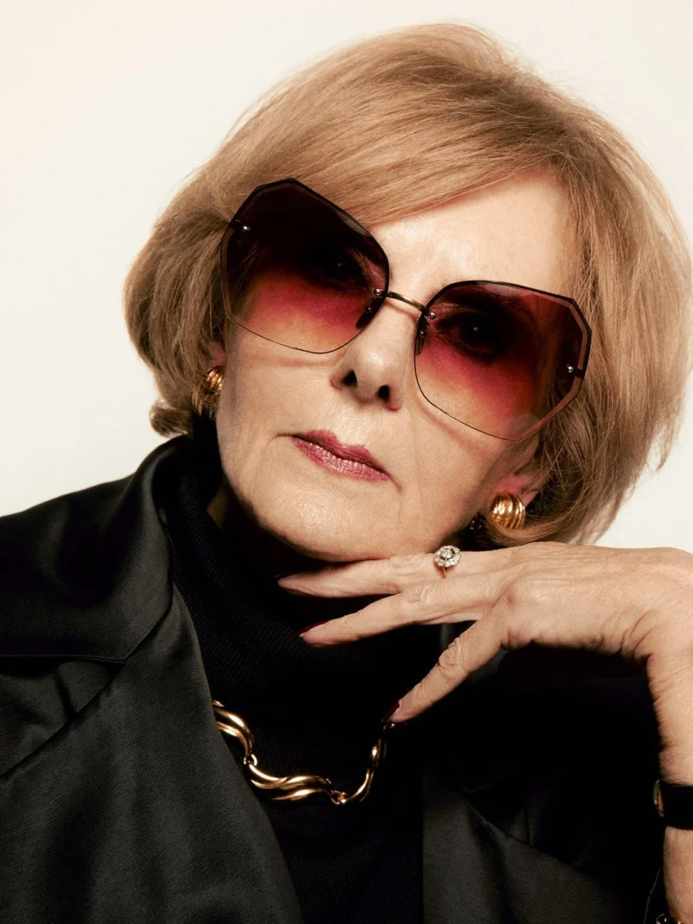 Linda Farrow Lila Sunglasses, 22k gold and red, view 3