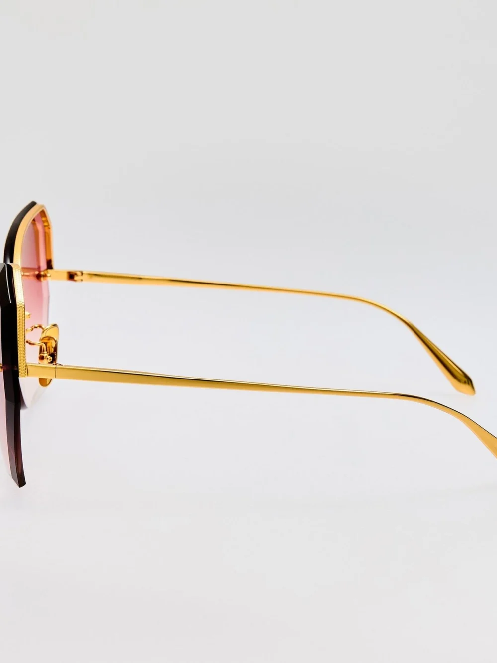 Linda Farrow Lila Sunglasses, 22k gold and red, view 6