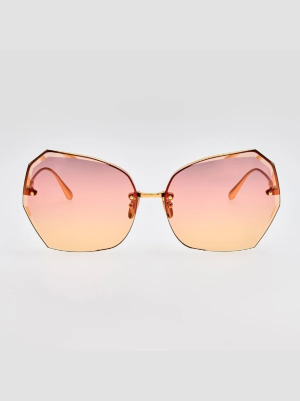 Linda Farrow Lila Sunglasses in 22k Gold and Sunset Gradient
