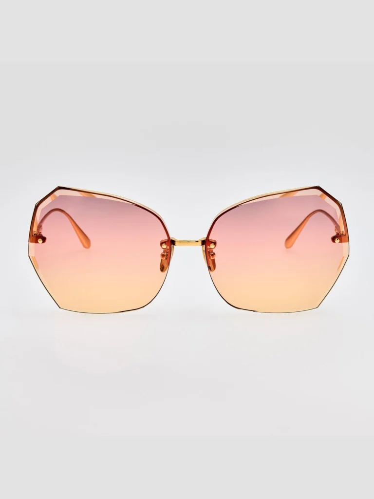 Linda Farrow Lila Sunglasses in 22k Gold and Sunset Gradient