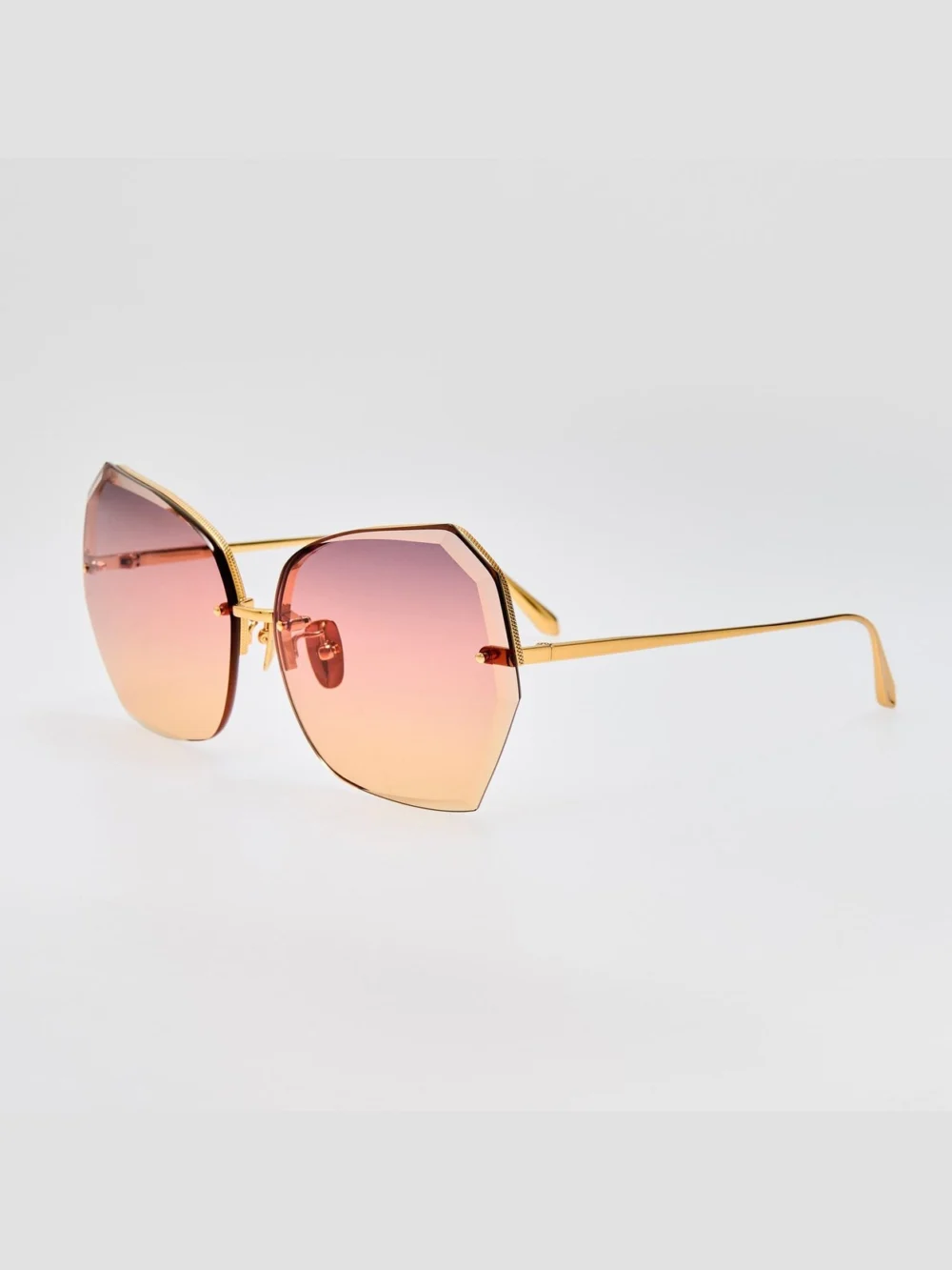 Linda Farrow Lila Sunglasses, 22k gold and sunset gradient, view 2