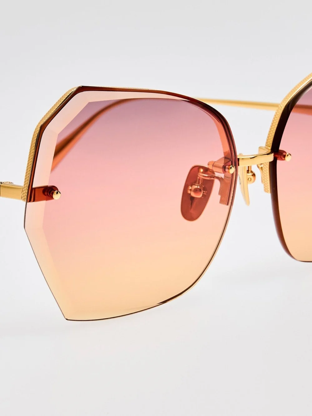 Linda Farrow Lila Sunglasses, 22k gold and sunset gradient, view 4
