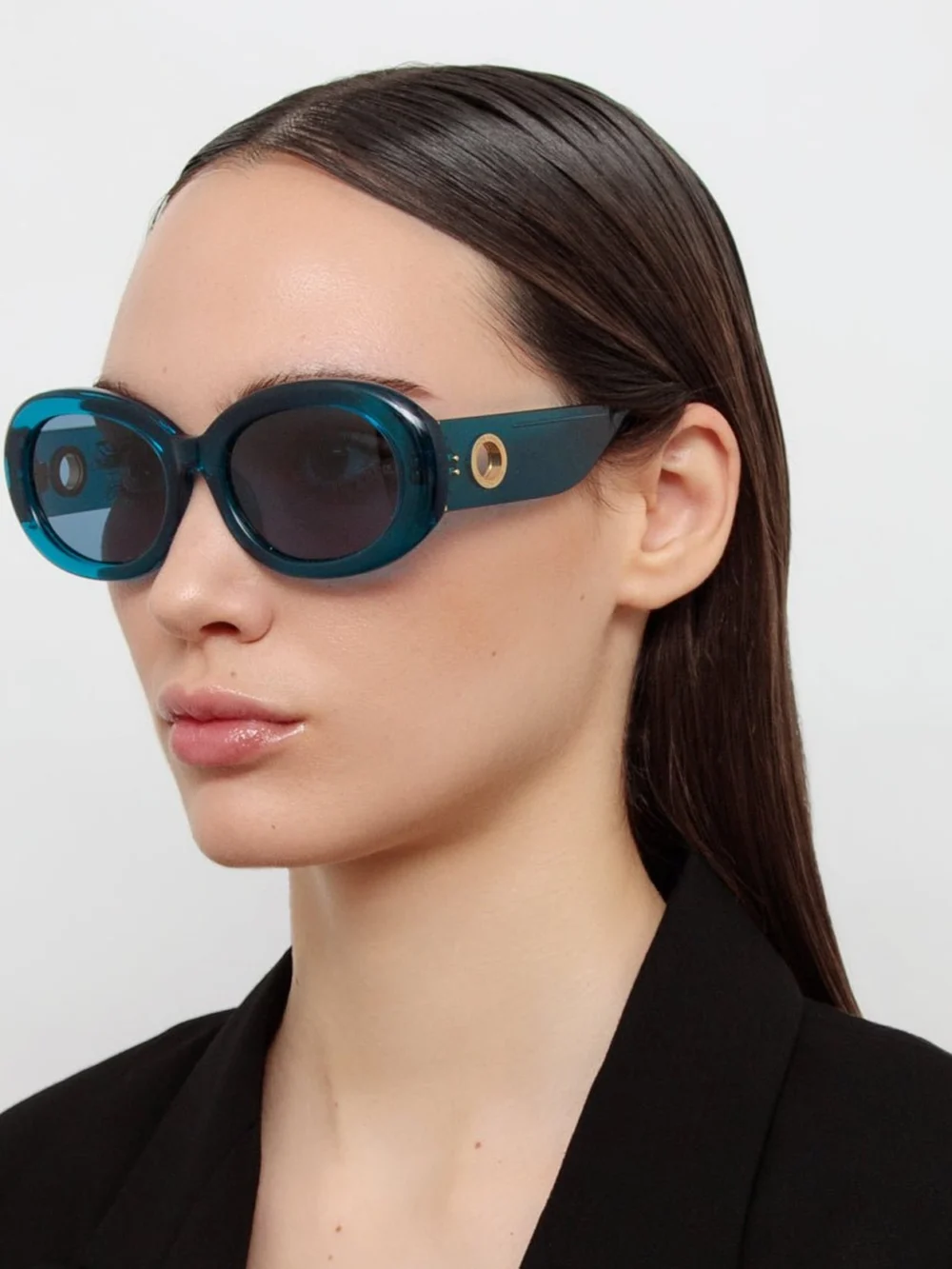 Linda Farrow Lina Sunglasses, aqua, view 3