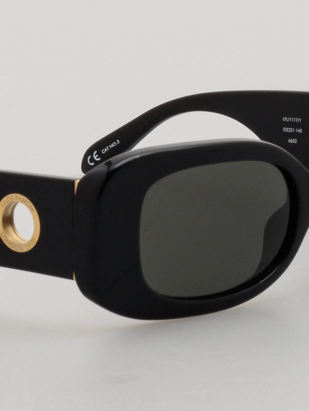 Linda Farrow Lola Sunglasses, black, view 4