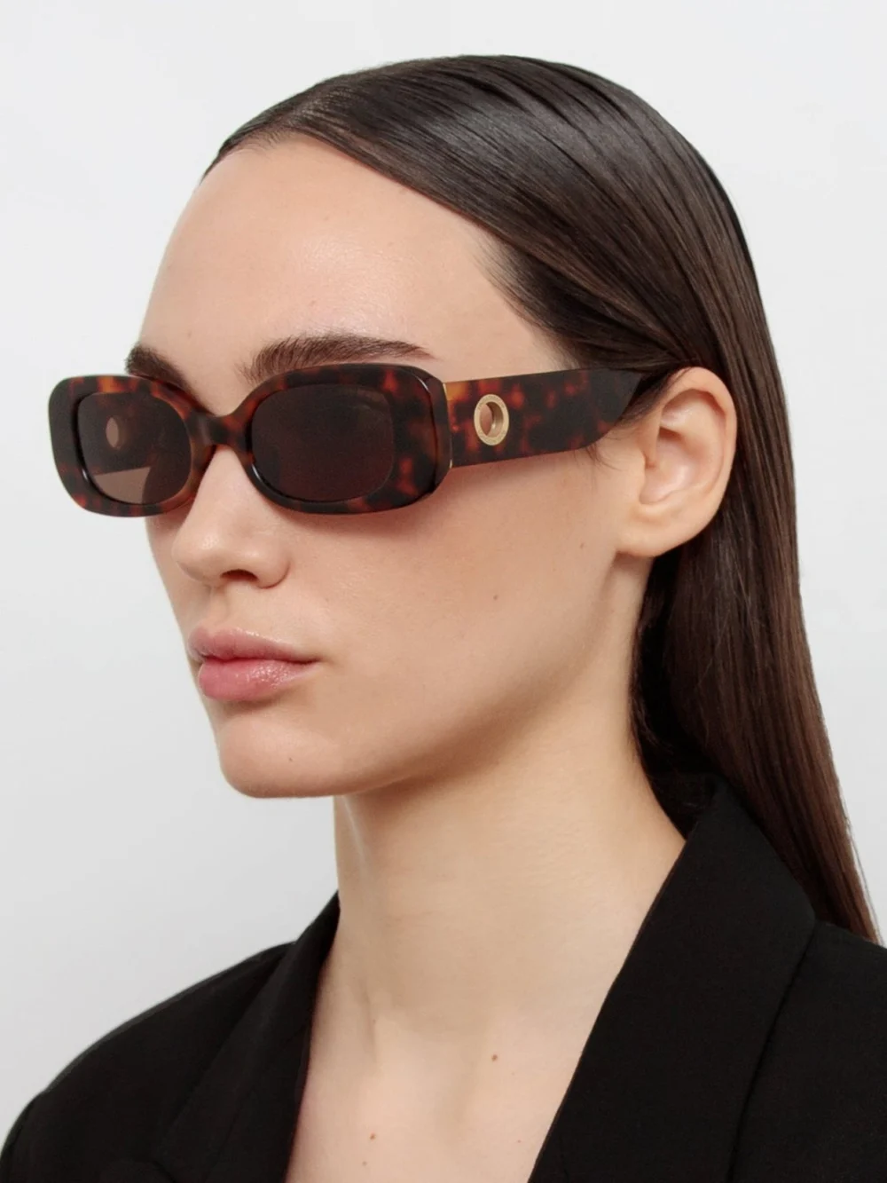 Linda Farrow Lola Sunglasses, tortoiseshell, view 3