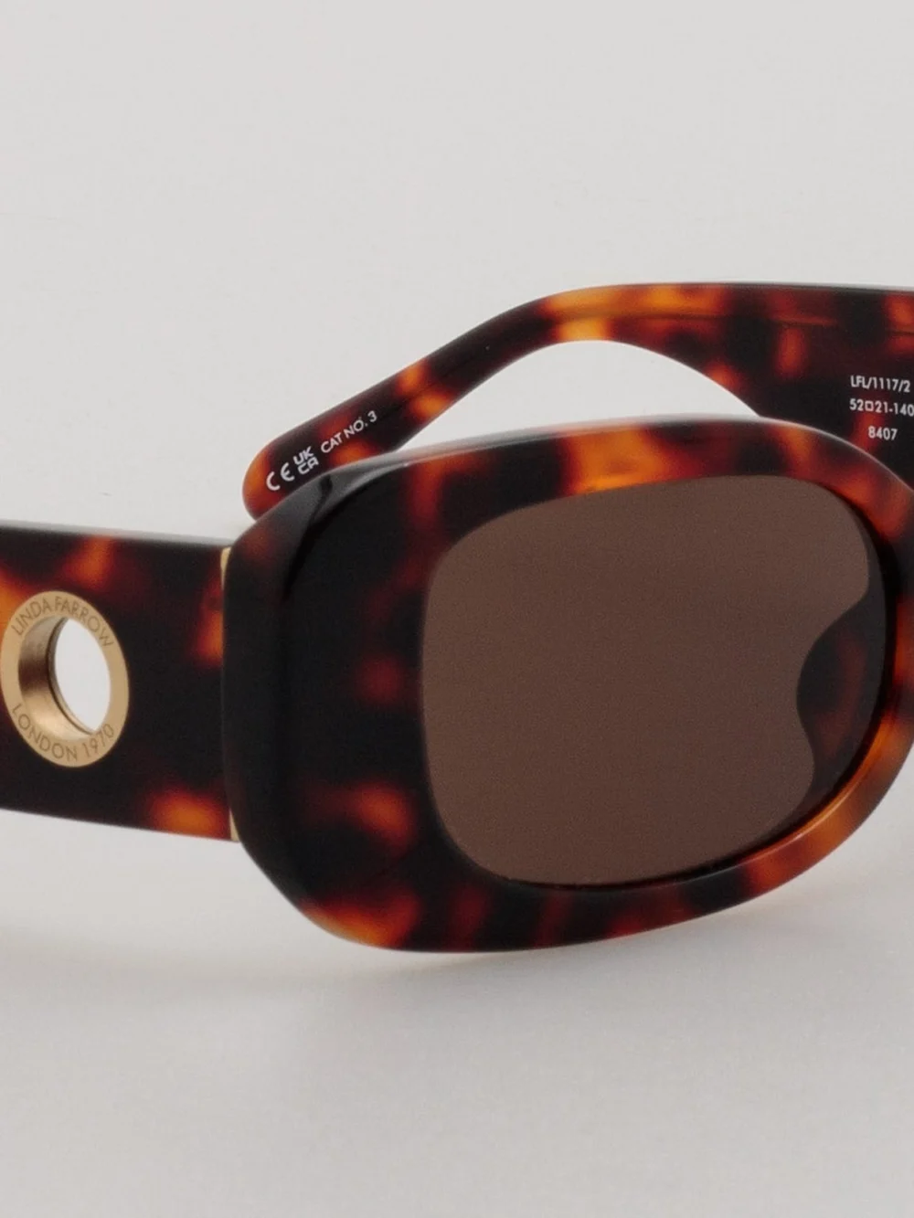Linda Farrow Lola Sunglasses, tortoiseshell, view 4