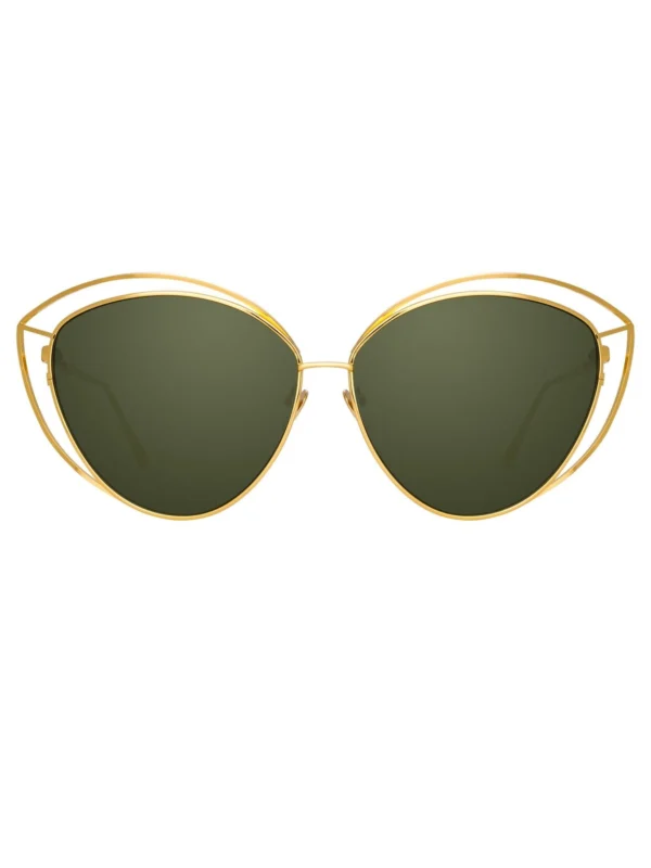 Linda Farrow Lorita Sunglasses in 22K Gold and Green