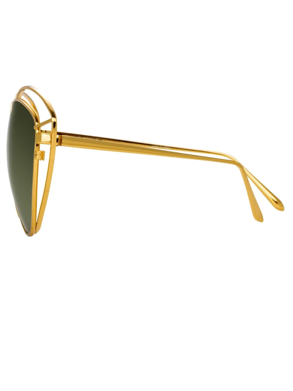 Linda Farrow Lorita Sunglasses, 22k gold and green, view 2