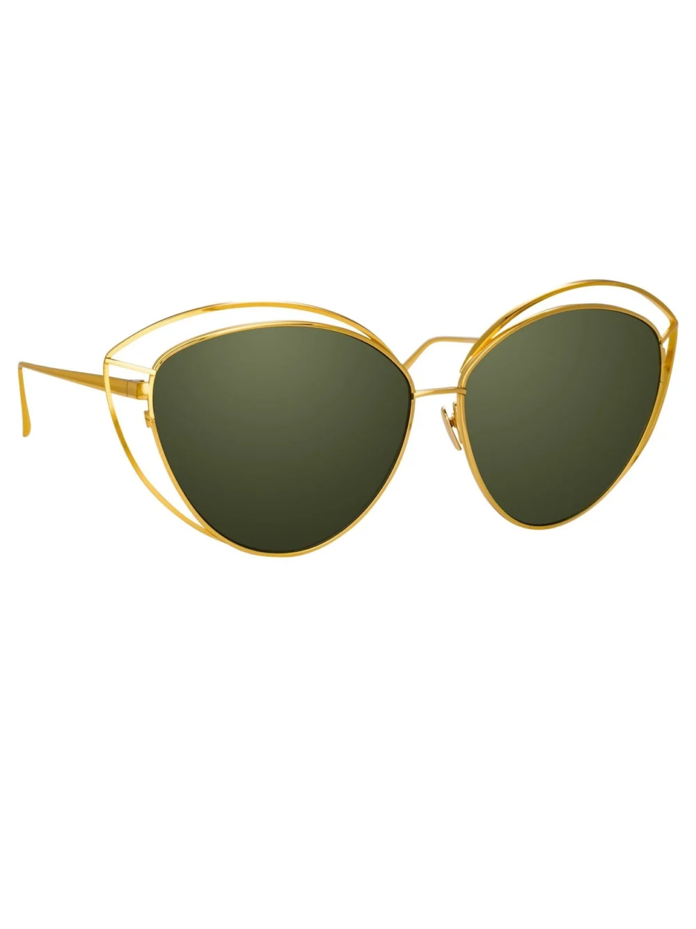 Linda Farrow Lorita Sunglasses, 22k gold and green, view 3