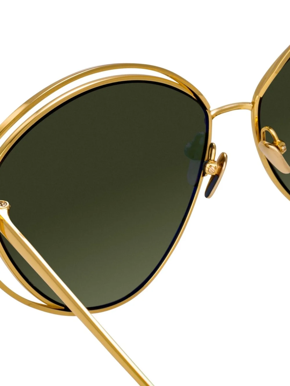 Linda Farrow Lorita Sunglasses, 22k gold and green, view 4