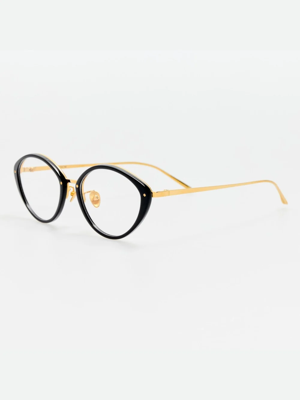 Linda Farrow Lucy Optical Frame, 22k gold and black, view 2