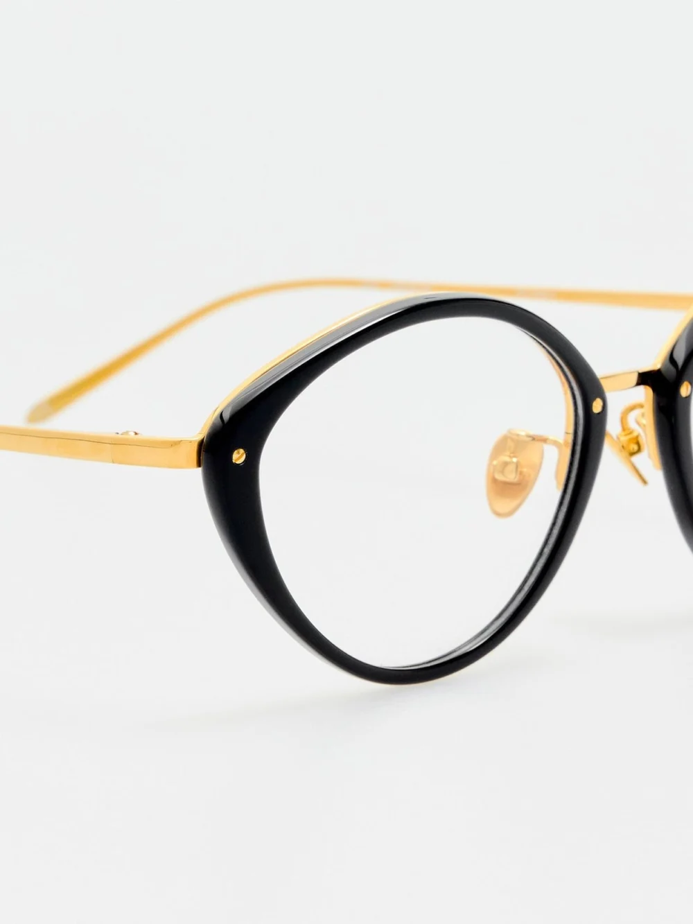 Linda Farrow Lucy Optical Frame, 22k gold and black, view 4