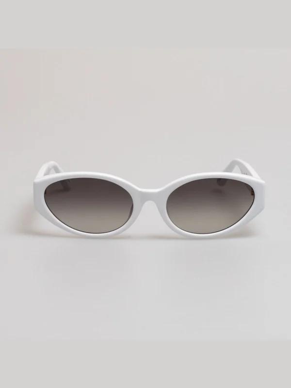 Linda Farrow Lyra Oval Sunglasses in White