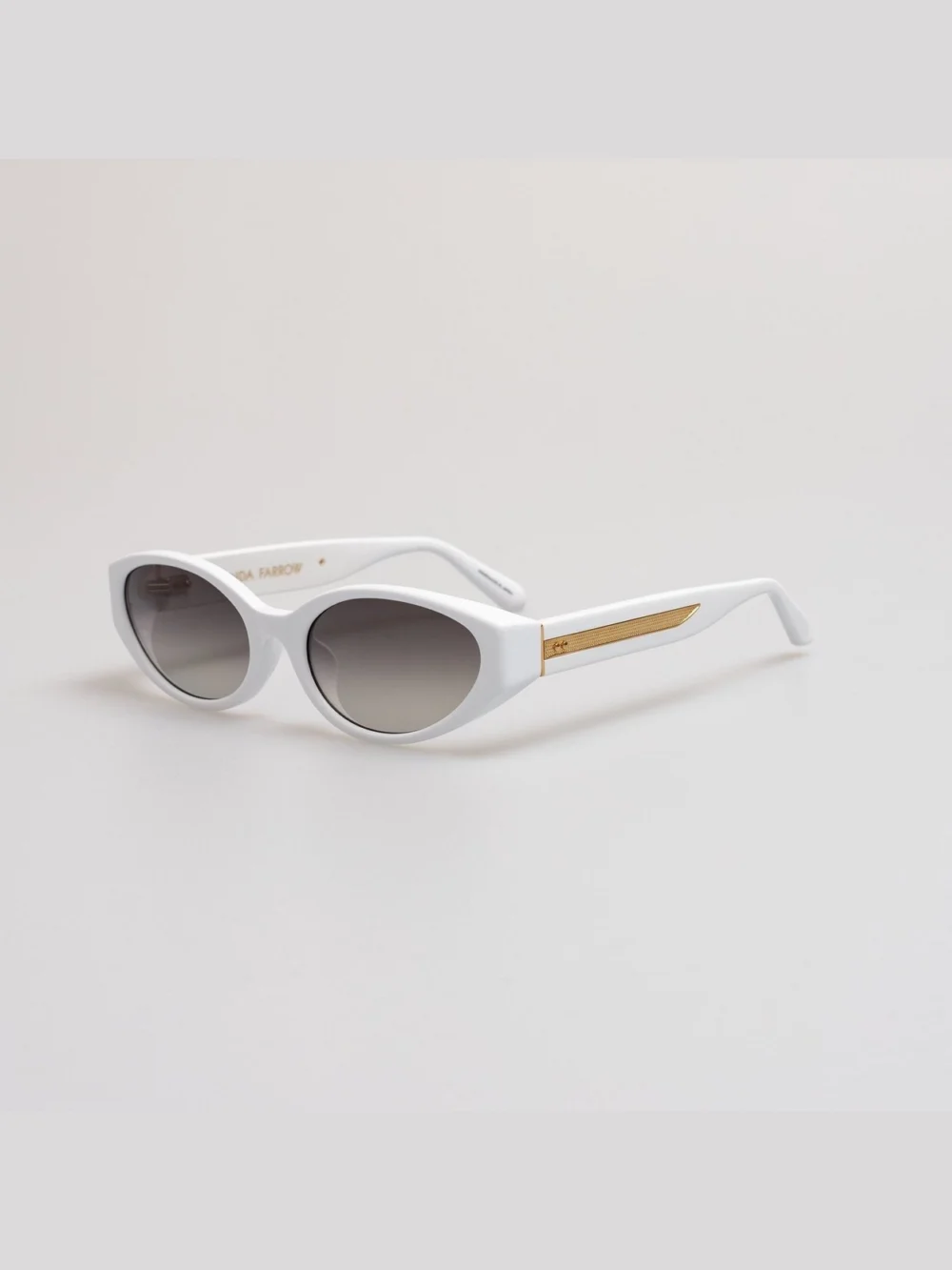 Linda Farrow Lyra Oval Sunglasses, white, view 2