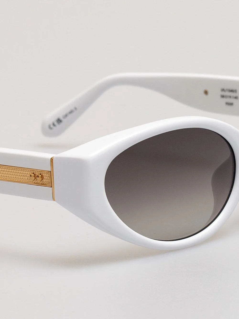 Linda Farrow Lyra Oval Sunglasses, white, view 4