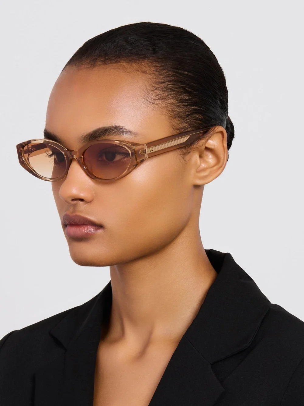 Linda Farrow Lyra Sunglasses, honey, view 3