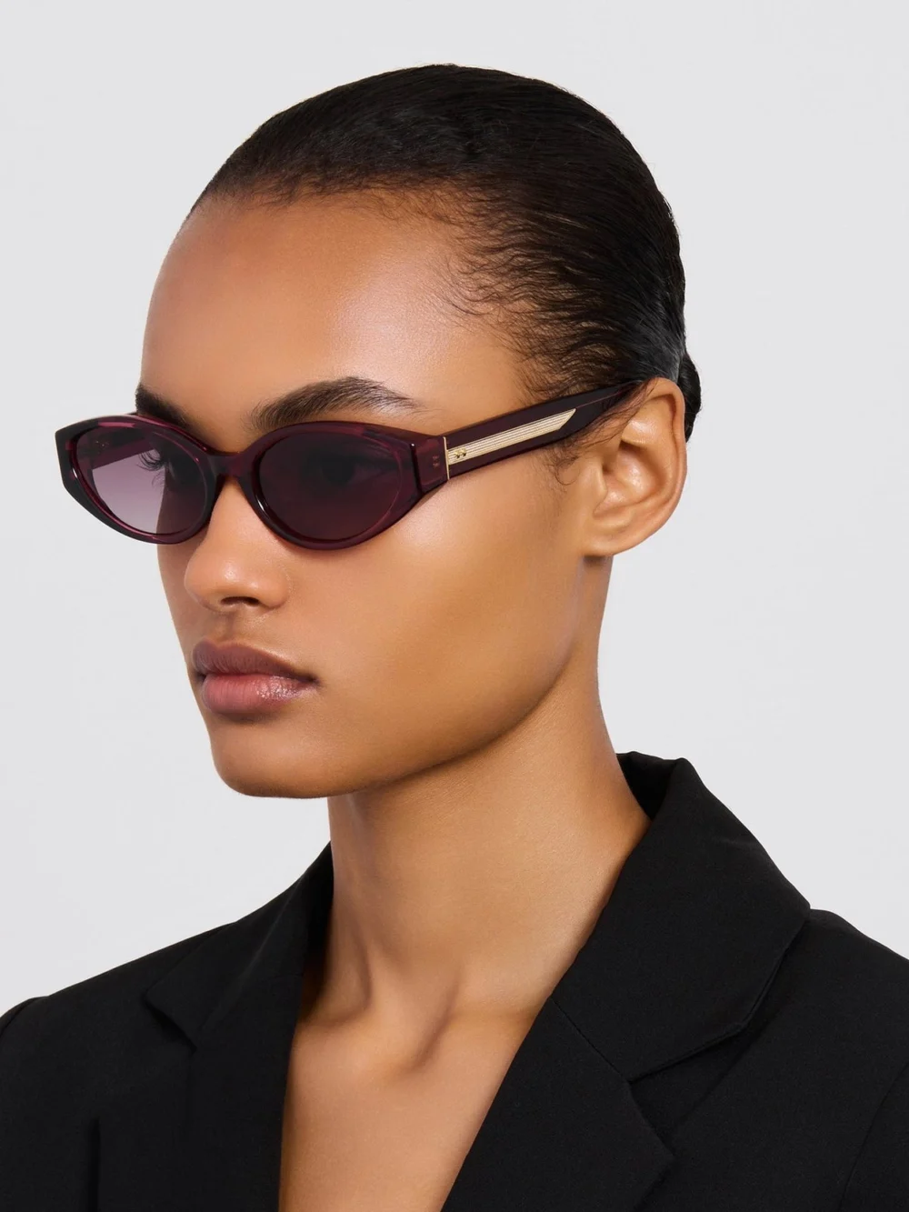 Linda Farrow Lyra Sunglasses, wine, view 3