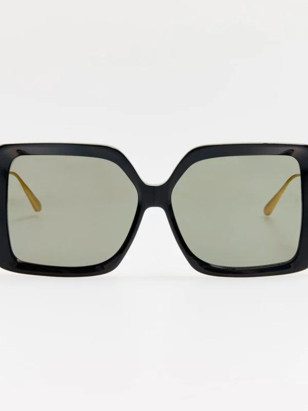 Linda Farrow Macy Vista Temple Sunglasses in Black