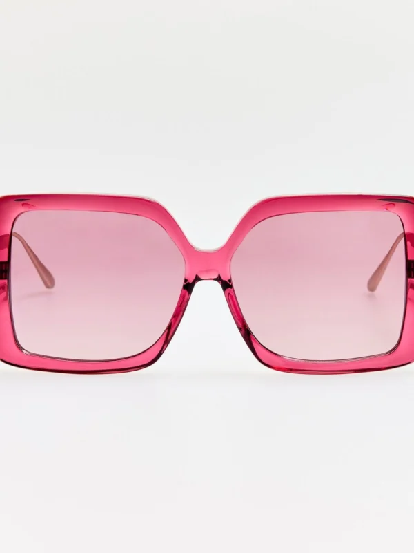 Linda Farrow Macy Vista Temple Sunglasses in Wine