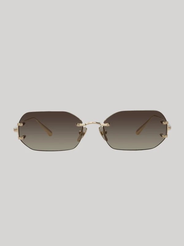 Linda Farrow Magali Sunglasses in 22K Gold and Mocha