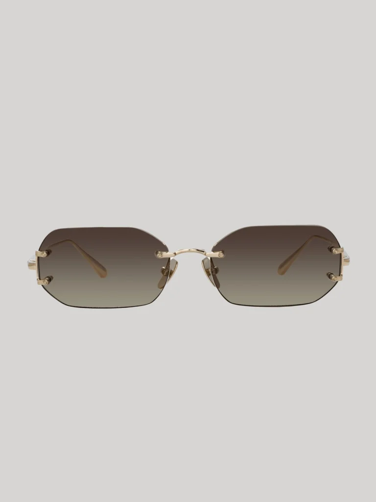 Linda Farrow Magali Sunglasses in 22K Gold and Mocha