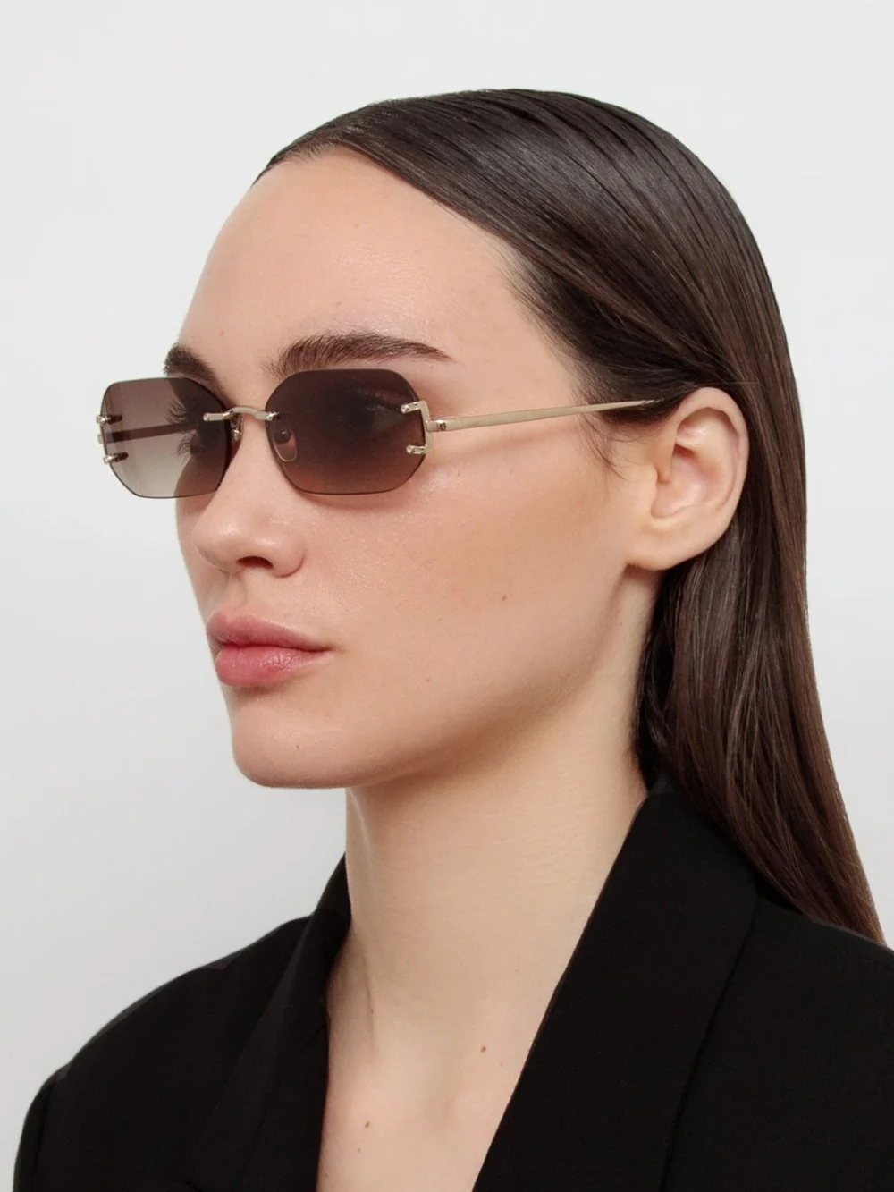 Linda Farrow Magali Sunglasses, 22k gold and mocha, view 3