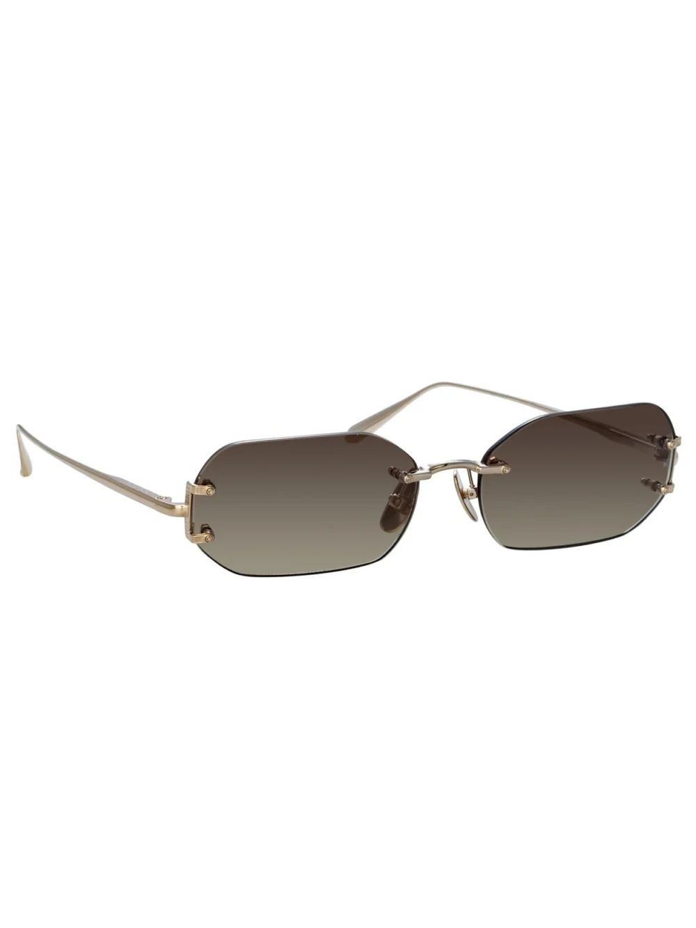 Linda Farrow Magali Sunglasses, 22k gold and mocha, view 4