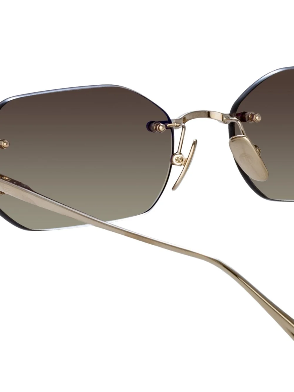Linda Farrow Magali Sunglasses, 22k gold and mocha, view 5