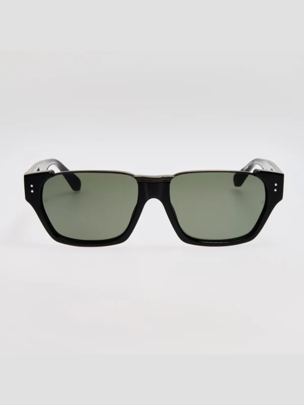 Linda Farrow Marcel Sunglasses in Black Matt Nickel