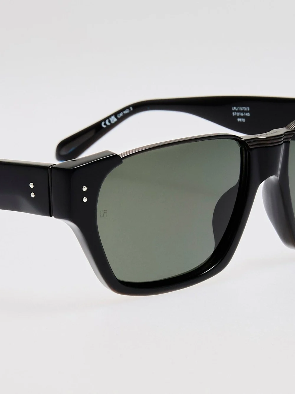 Linda Farrow Marcel Sunglasses, black matt nickel, view 3