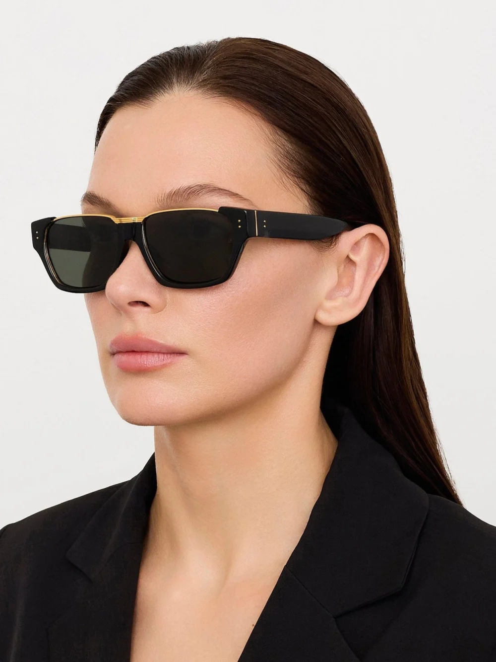 Linda Farrow Marcel Sunglasses, black, view 3