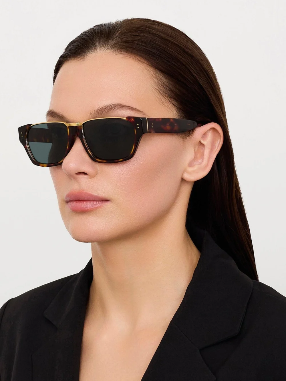 Linda Farrow Marcel Sunglasses, dark tortoiseshell, view 3