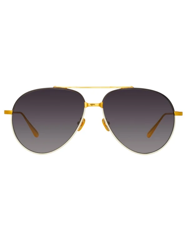 Linda Farrow Marcelo Aviator Sunglasses in Black and Cream