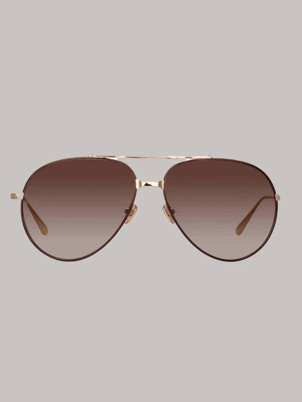 Linda Farrow Marcelo Sunglasses in 22k gold and brown