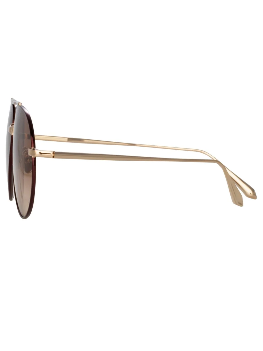 Linda Farrow Marcelo Sunglasses, 22k gold and brown, view 2
