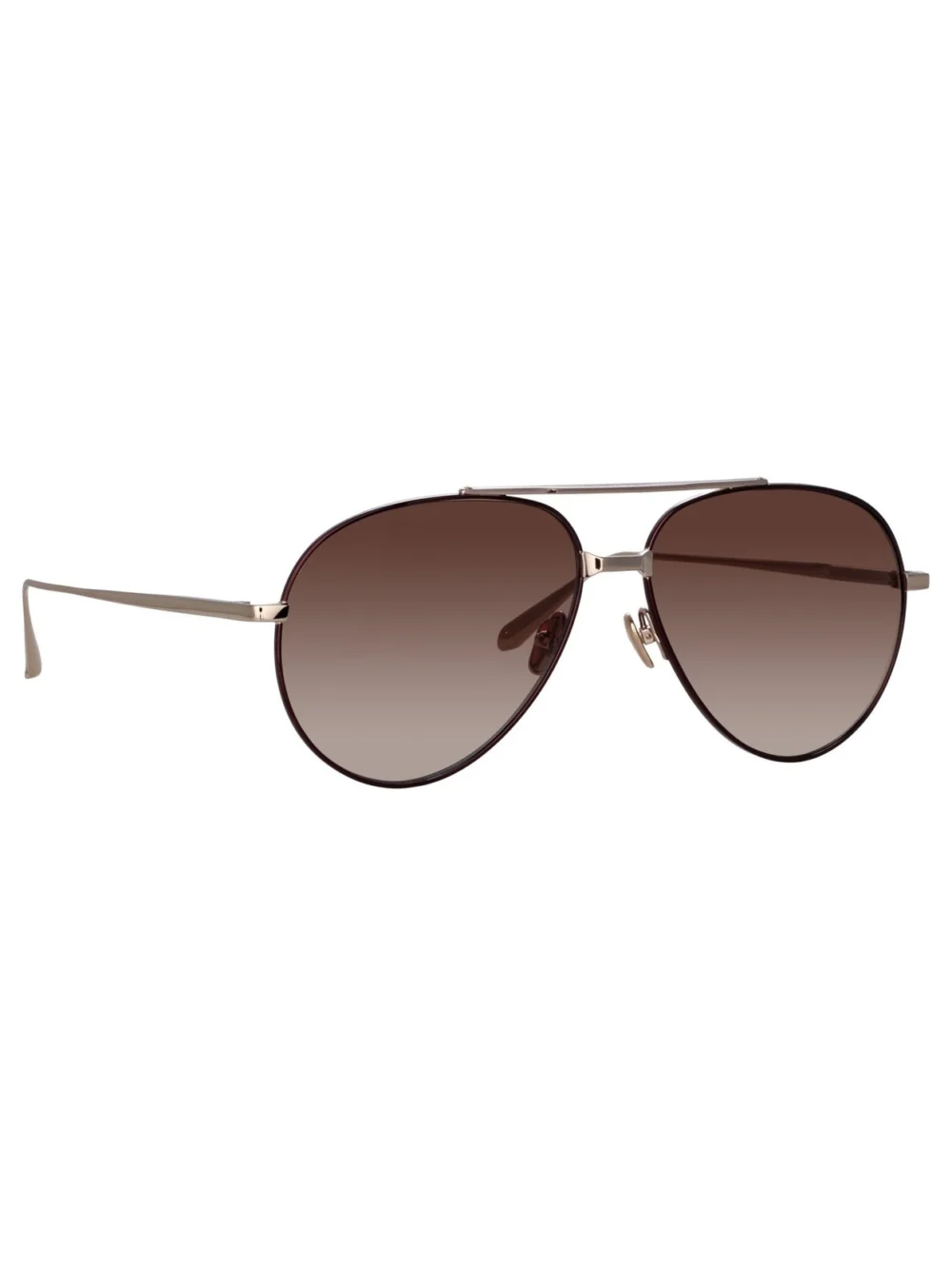 Linda Farrow Marcelo Sunglasses, 22k gold and brown, view 3
