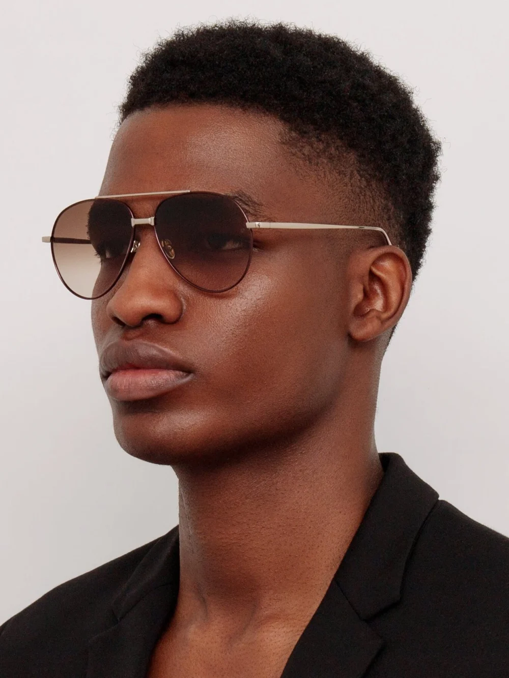 Linda Farrow Marcelo Sunglasses, 22k gold and brown, view 4