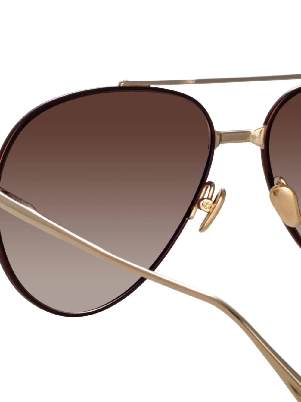 Linda Farrow Marcelo Sunglasses, 22k gold and brown, view 5