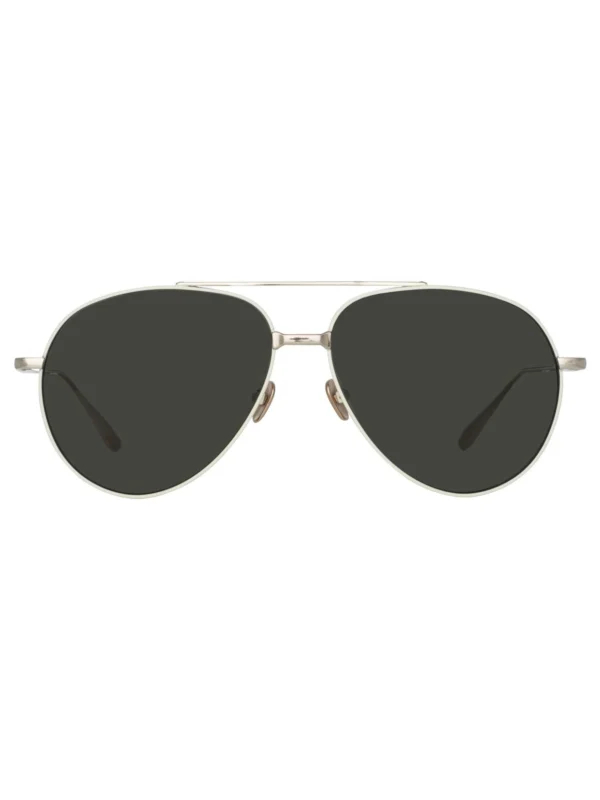 Linda Farrow Marcelo Sunglasses in 22K White Gold and Grey