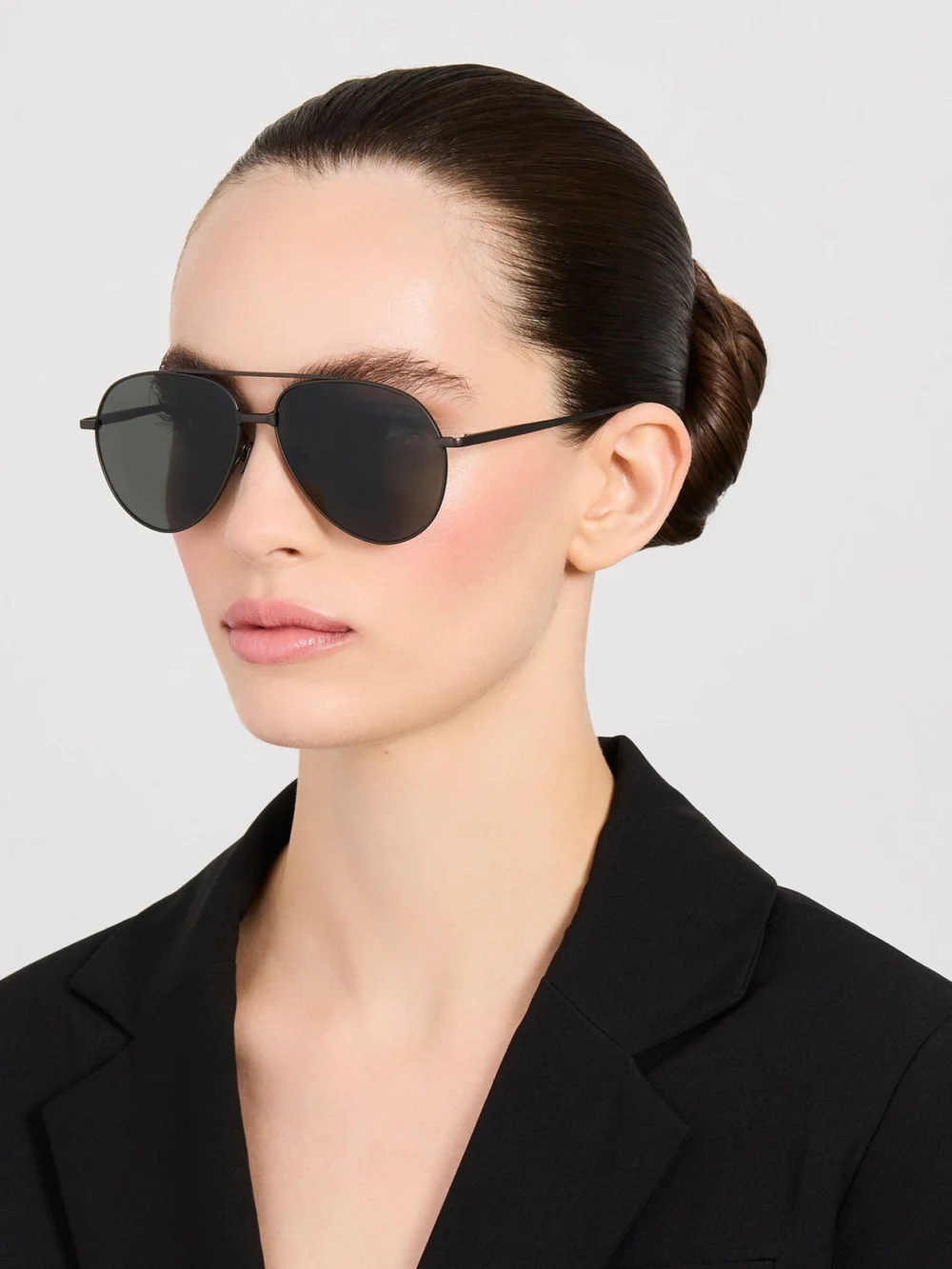 Linda Farrow Marcelo Sunglasses, matt black nickel, view 3