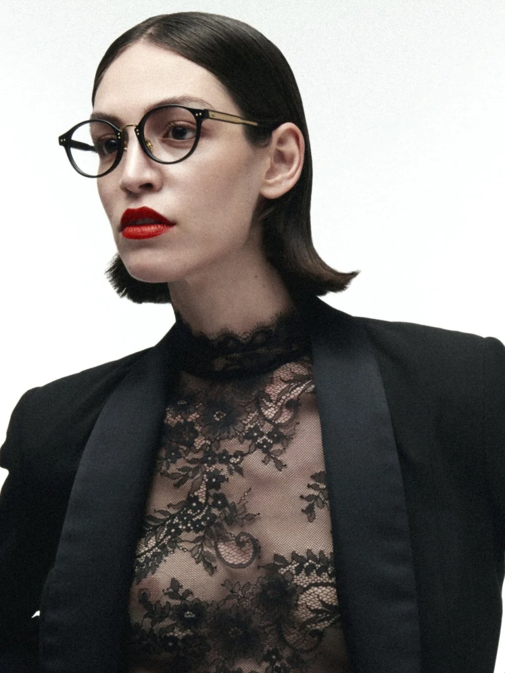 Linda Farrow Marco Optical Frame, black, view 6