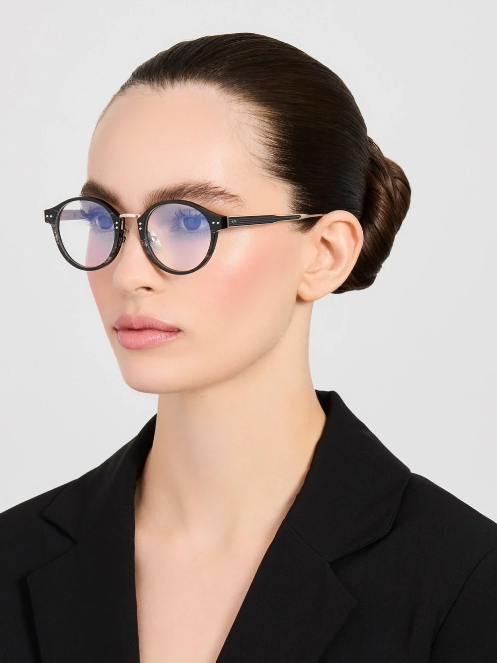 Linda Farrow Marco Oval Optical Frame, buffalo horn and 925 sterling silver, view 3
